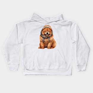 Winter Chow Chow Dog Kids Hoodie